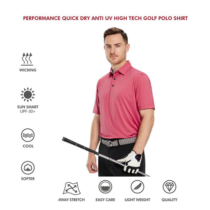 Mens Ultra Stretch Dry Fit Performance Designed Collared Polo Shirts