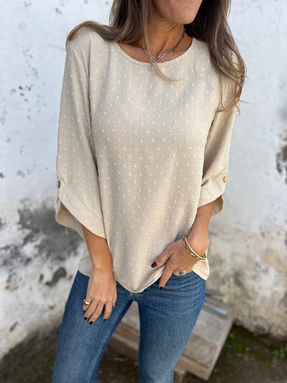 CLEARANCE SALE🔥 Round Neck Embroidered Large Cuffs Casual Shirt