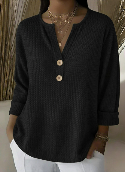 CLEARANCE SALE🔥Classic V-neck Button-down Waffle Sweater