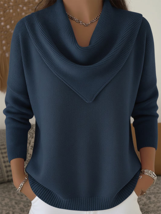 CLEARANCE SALE🔥Women's Retro Soft Triangle Neck Solid Color Sweater Top